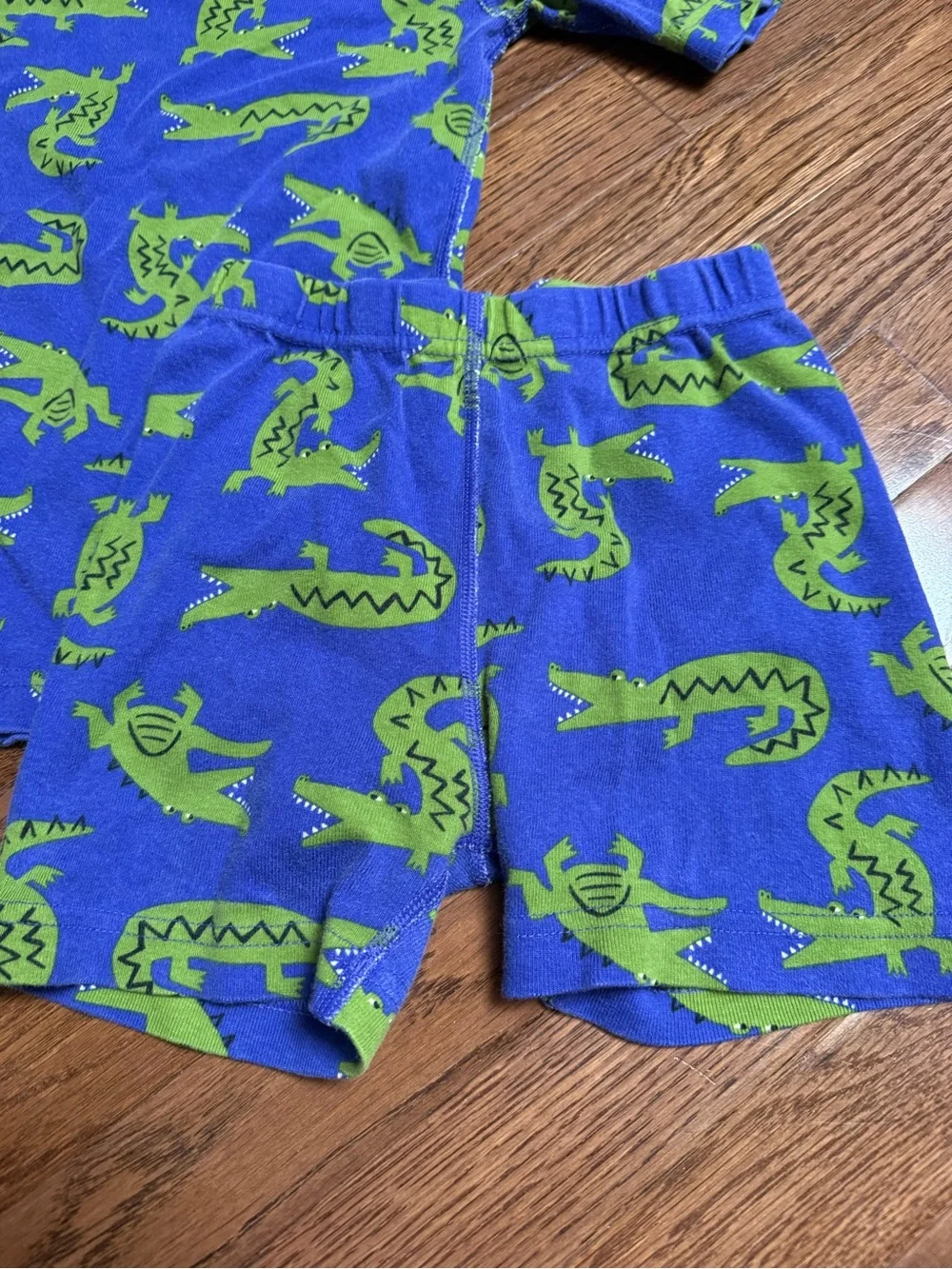 Hanna Anderson Kids Alligator Print Short Pajama Set - Blue and Green US 6-7